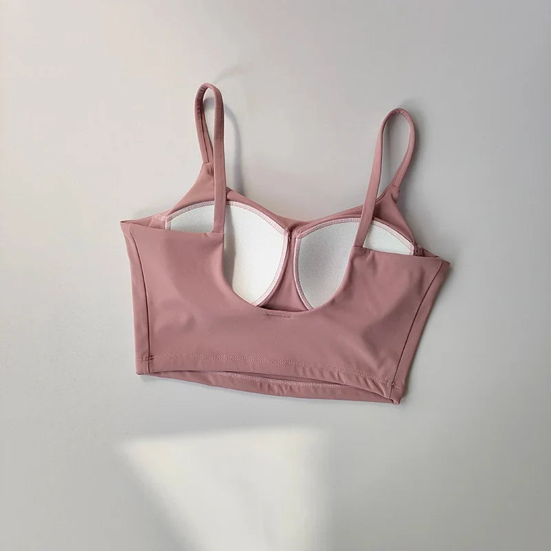 High-end Sports Bra Gym Camisole Fixed Pad Push-up Sports Underwear Women's Strapless Beauty Back Training Fitness Bra Yoga Bra