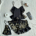 Elegant Floral Print Cami Tops Ruffle Hem Shorts Pajama Set  Women's Sleepwear Loungewear