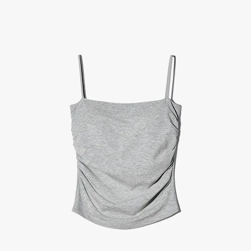 Summer Simple Women's Cotton Sling Camisole Crop Top Sleeveless Shirt Lady Bra Tank Tops Straps Skinny Girls Camisole Base Best