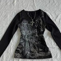 Women's Hip hop 90s Vintage Punk T-Shirt autumn Streetwear Sexy Short Sleeve Gothic Slim Crop Top Hotgirl Casual Femme Tee y2k