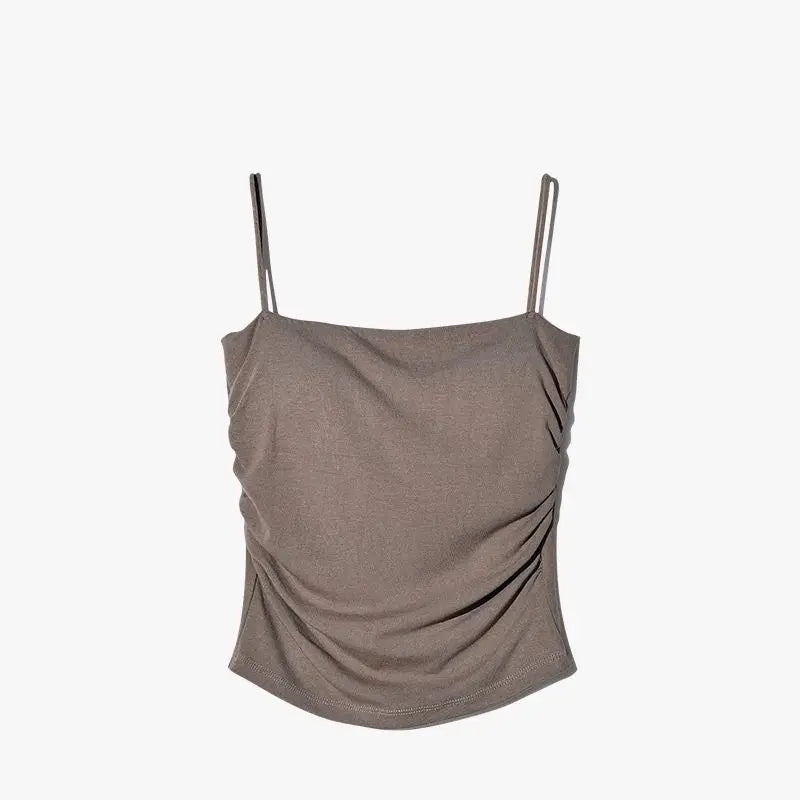 Summer Simple Women's Cotton Sling Camisole Crop Top Sleeveless Shirt Lady Bra Tank Tops Straps Skinny Girls Camisole Base Best