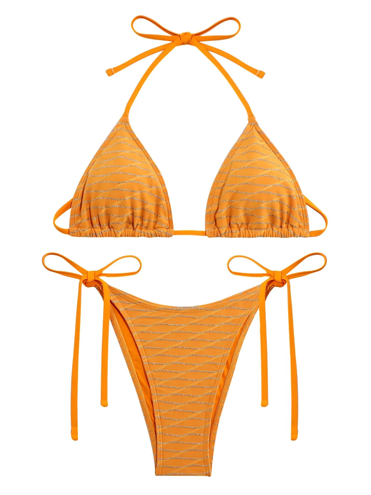 Miyouj Shiny Bikini Set Triangle Bikinis Bandage Swimsuit Women Two Piece Swimwear Summer Biquini New Beachwear