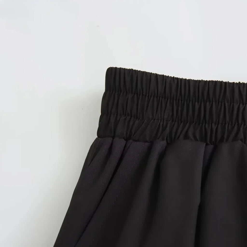Mooyufon Women's Fashion Spring New Black Wide Pleated Swing Vintage Chic Female High Waist  Elegant A-line Long Skirt Mujer