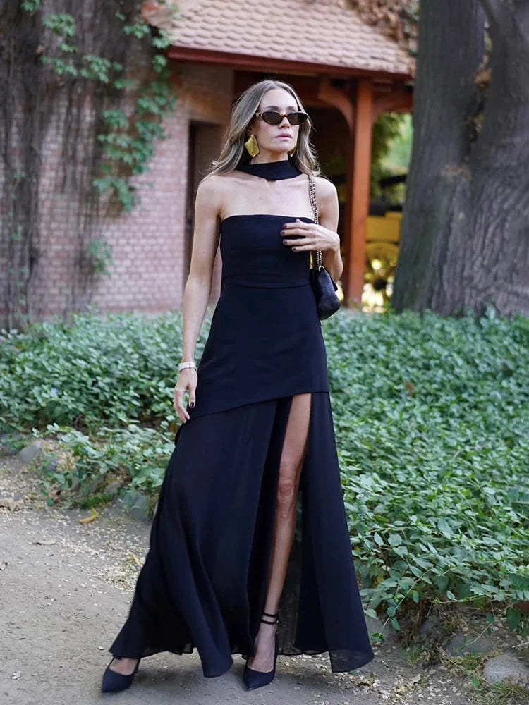 Elegant Women's Strapless Ribbon Long Dress Vintage Mesh Patchwork Corset Maxi Dresses Summer Evening Wedding Guest White Yellow