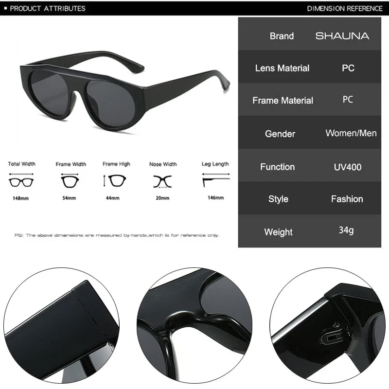 SHAUNA Retro Pilot Men Sunglasses Shades UV400 Fashion Gradient Women Double Color Punk Sun Glasses