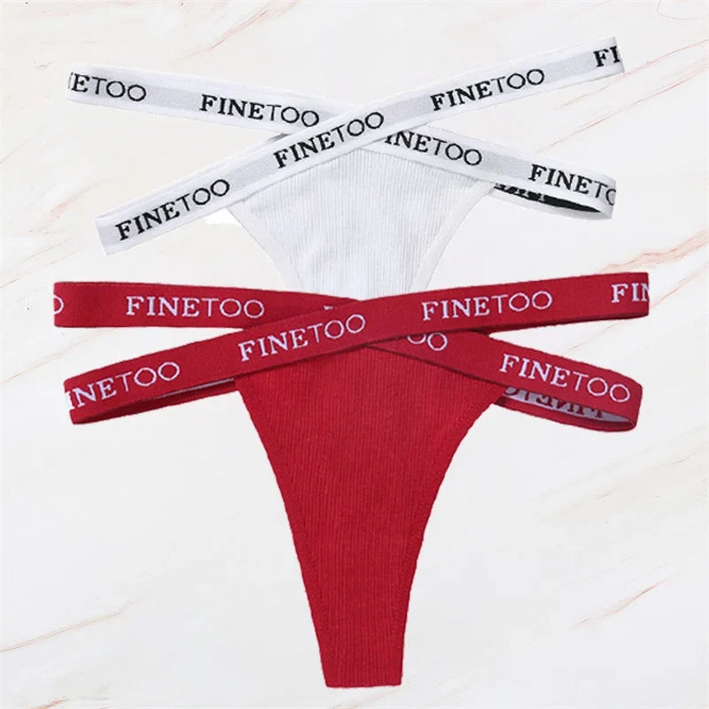 2Pcs/Set Women Thongs Panties Female Letter Belt Underwear Ladies Cotton Cross Strap Bikini M-XL G-String Girl Intimate Lingerie