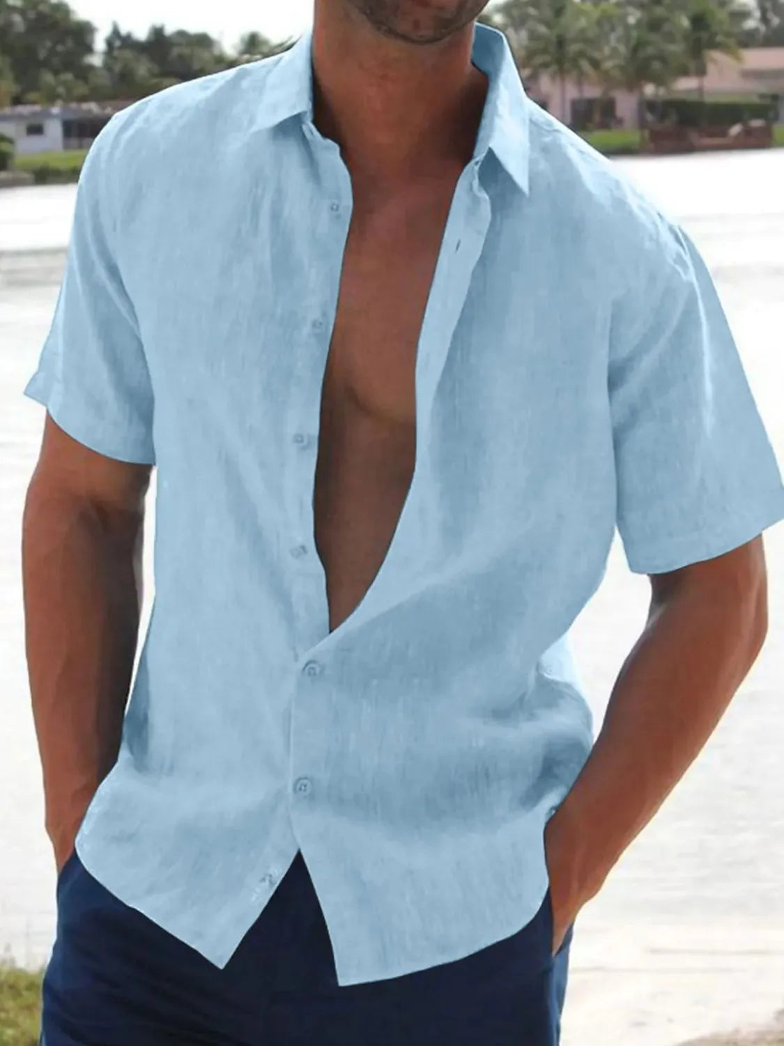 Men's Full Size Button Up Short Sleeve Shirt Plus Size