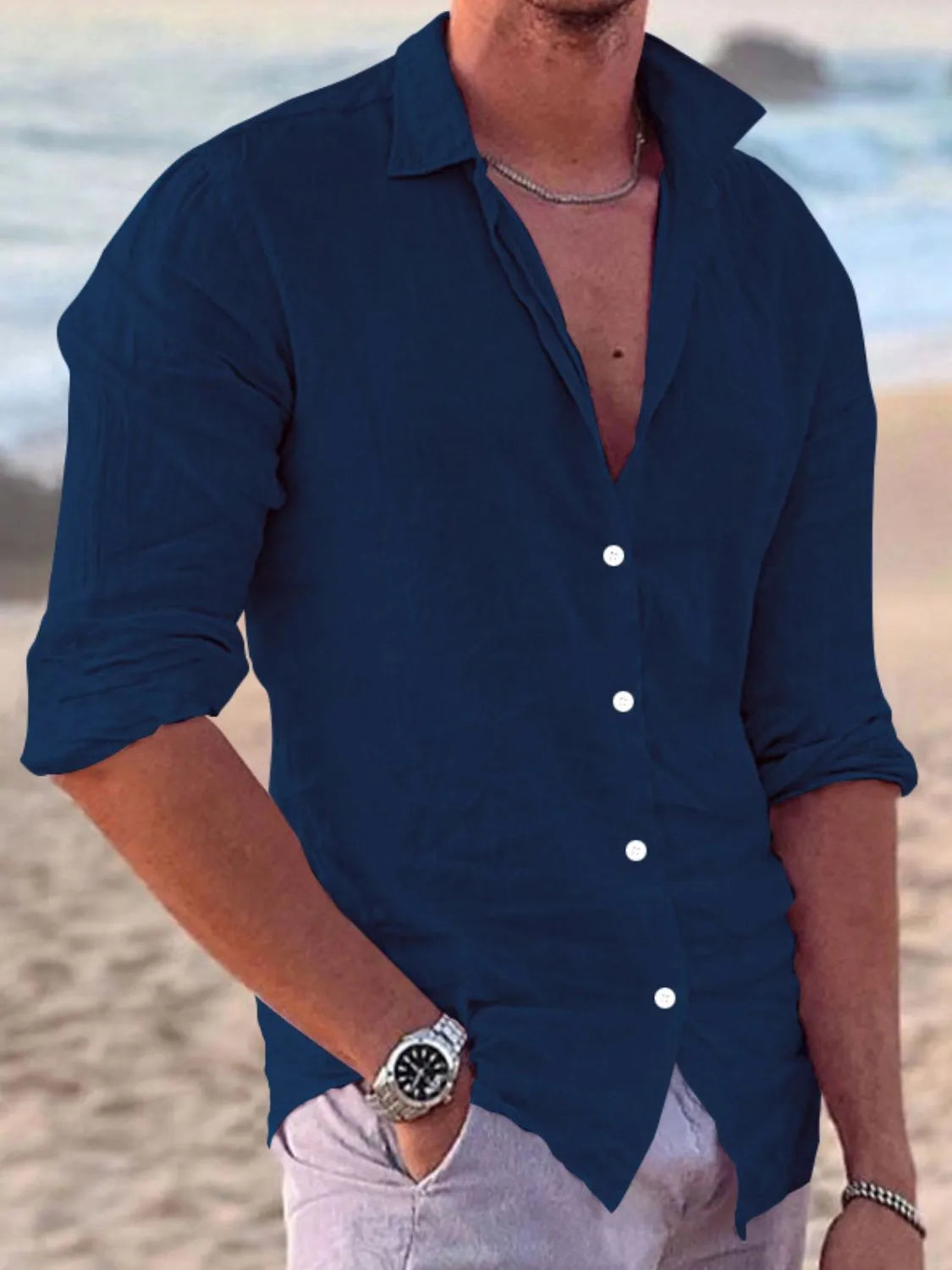 Men's Full Size Button Up Long Sleeve Shirt Plus Size