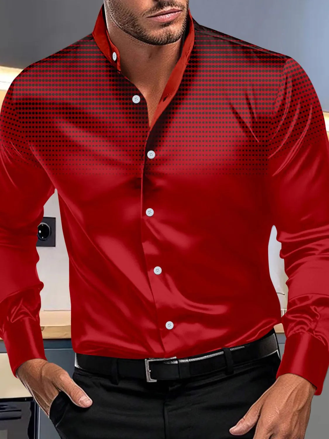 Men's Full Size Button Up Long Sleeve Shirt Plus Size