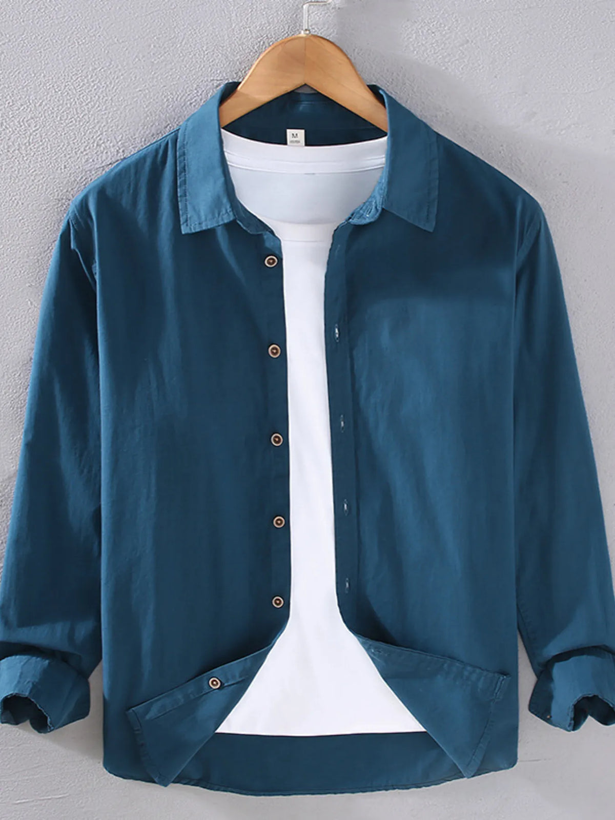 Men's Plus Size Button-Up Shirt with Rolled Sleeves