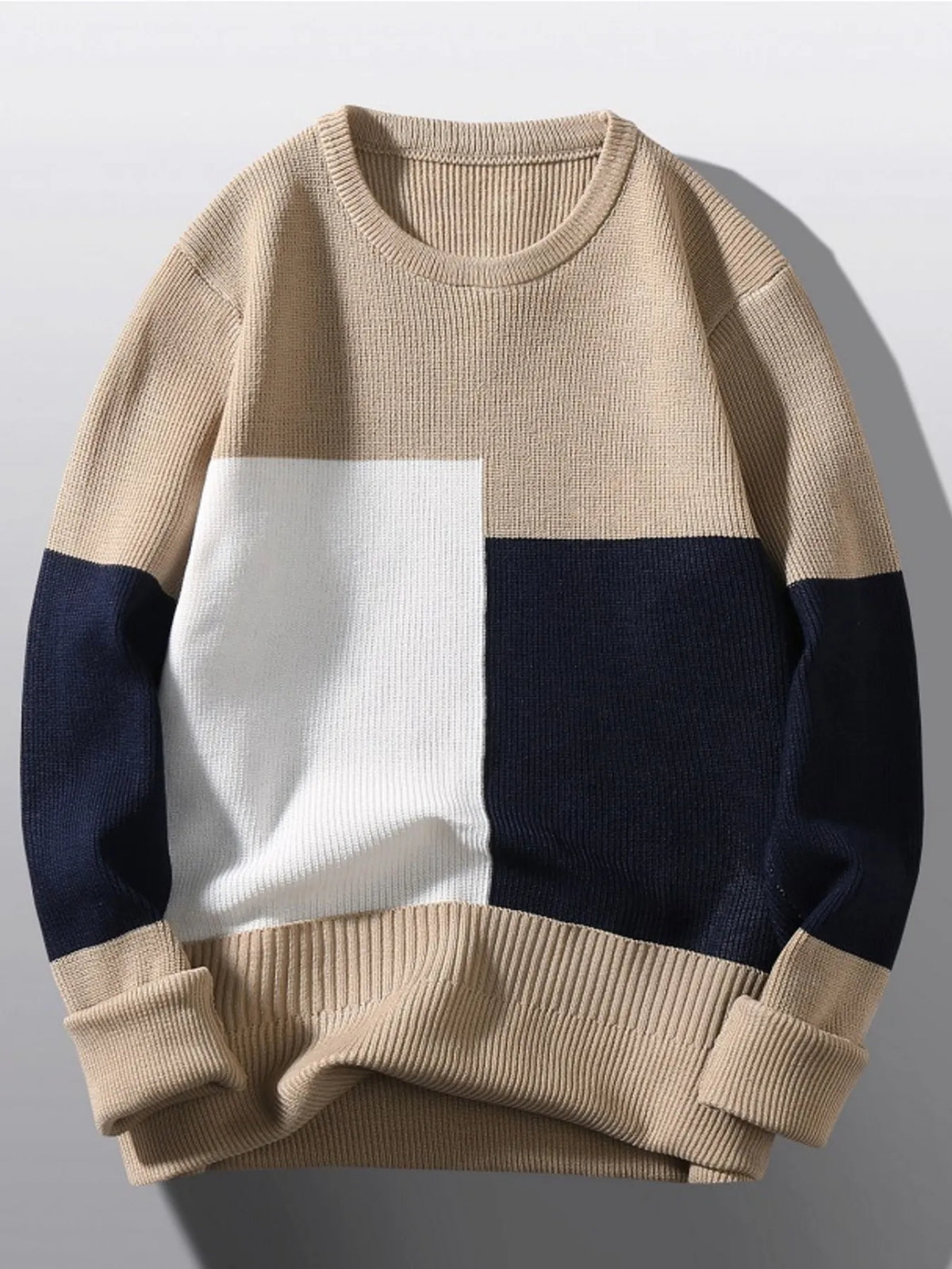 Men's Plus Size Color Block Round Neck Sweater