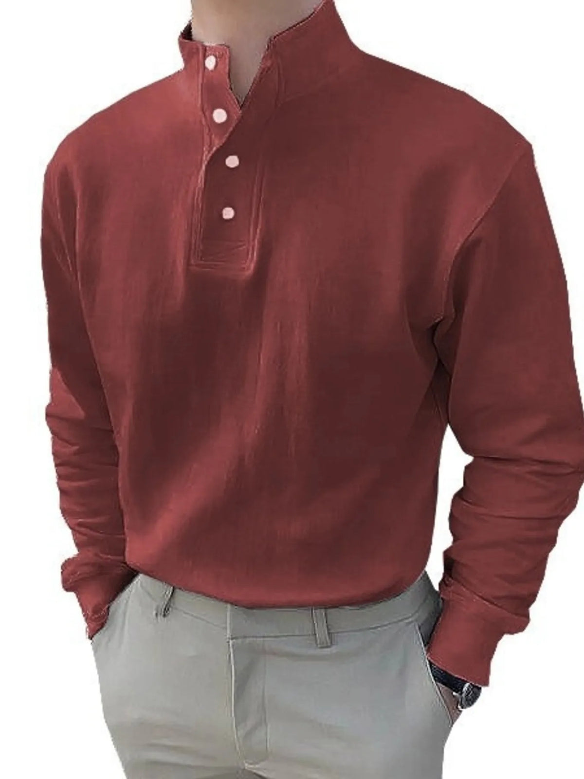 Men's Full Size Button Detail Long Sleeve Blouse Plus Size
