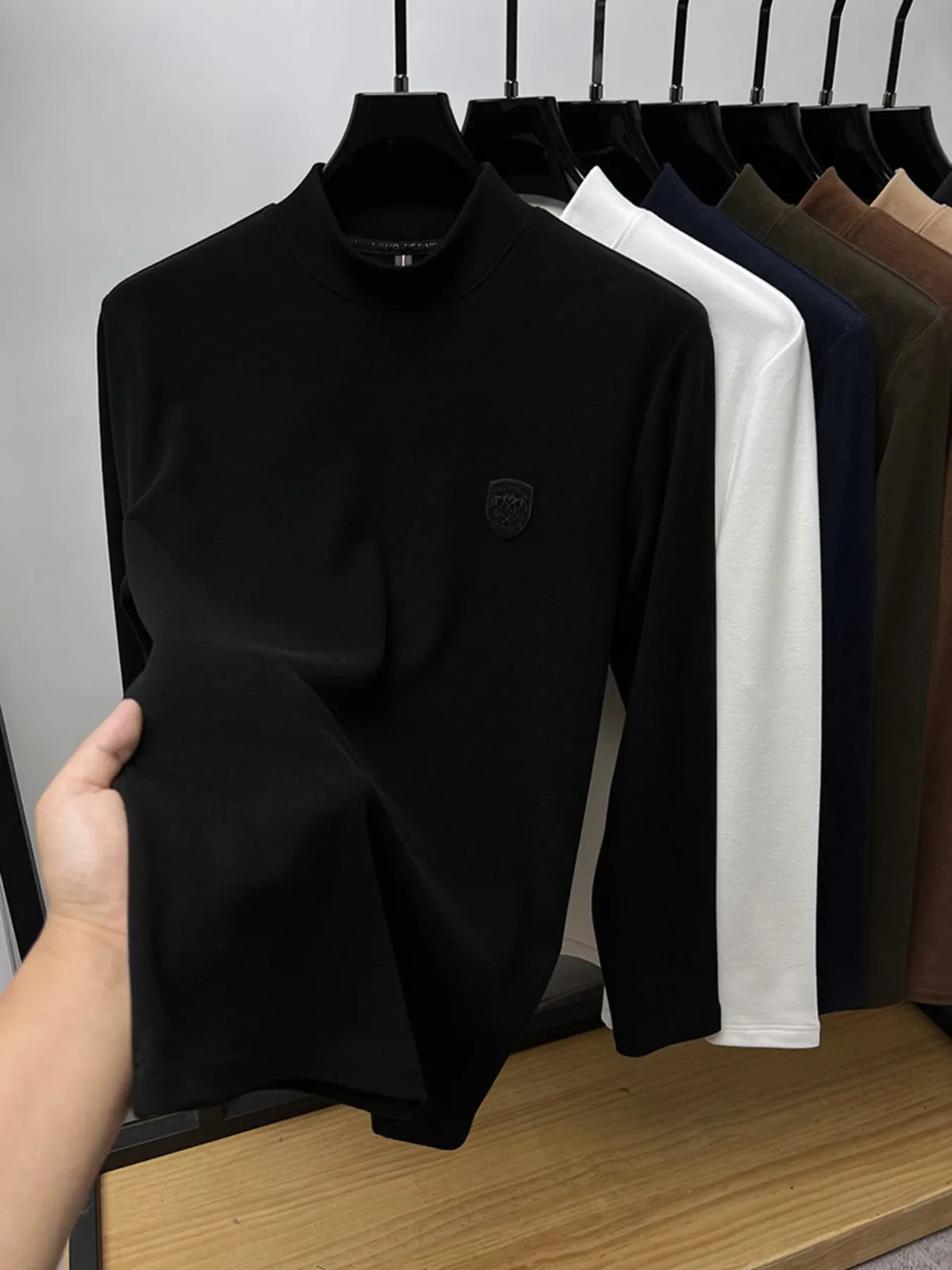 Men's Plus Size Mock Neck Long Sleeve T-Shirt