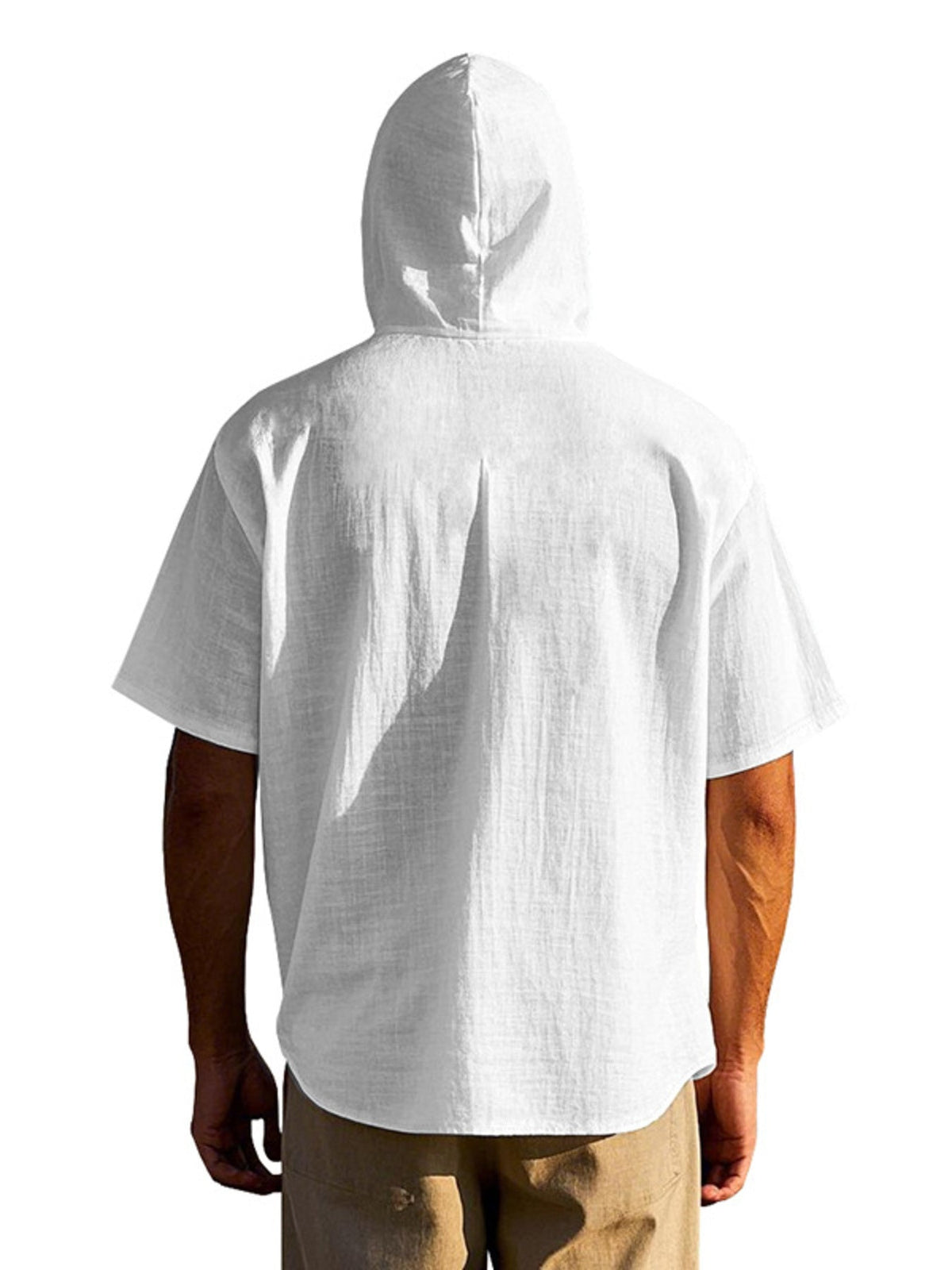 Men's Full Size Casual Hooded Short-Sleeve Shirt Plus Size