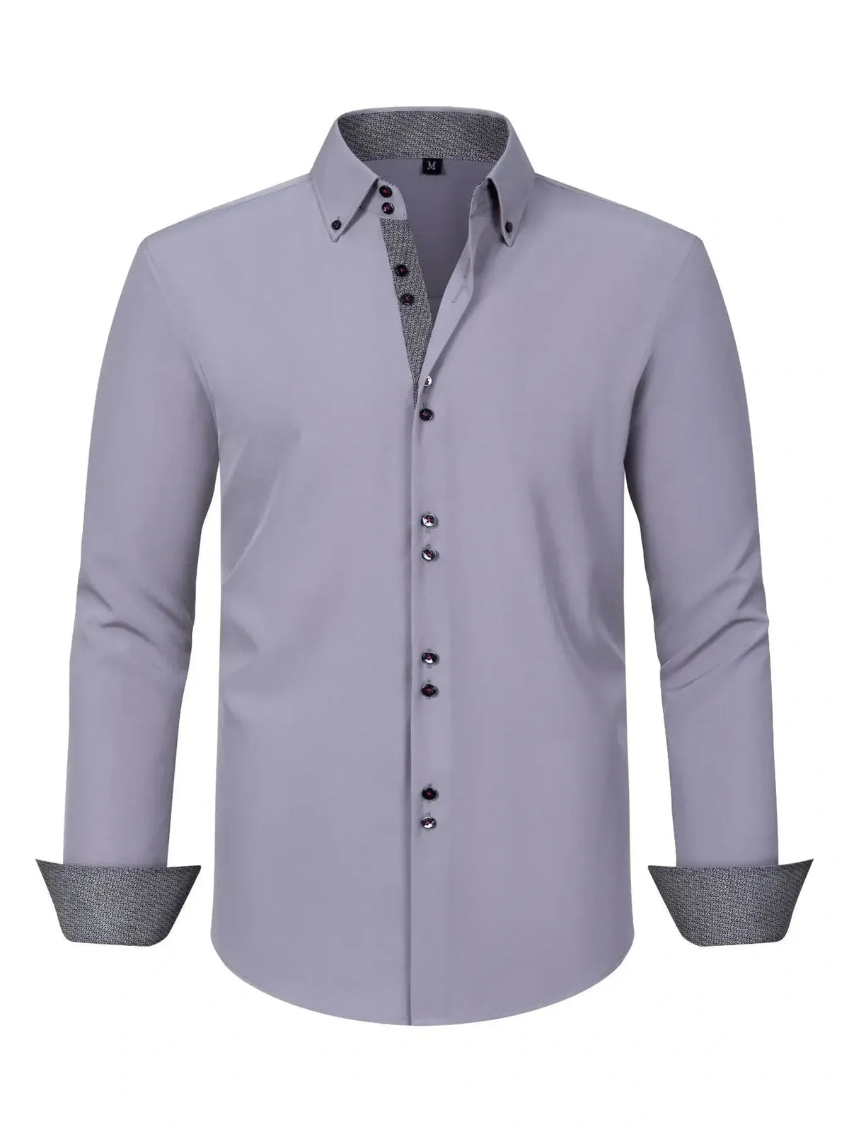 Men's Full Size Button-Down Casual Shirt with Contrast Cuffs Plus Size