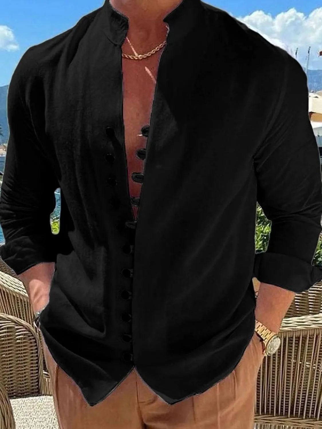 Men's Full Size Button Up Long Sleeve Shirt Plus Size