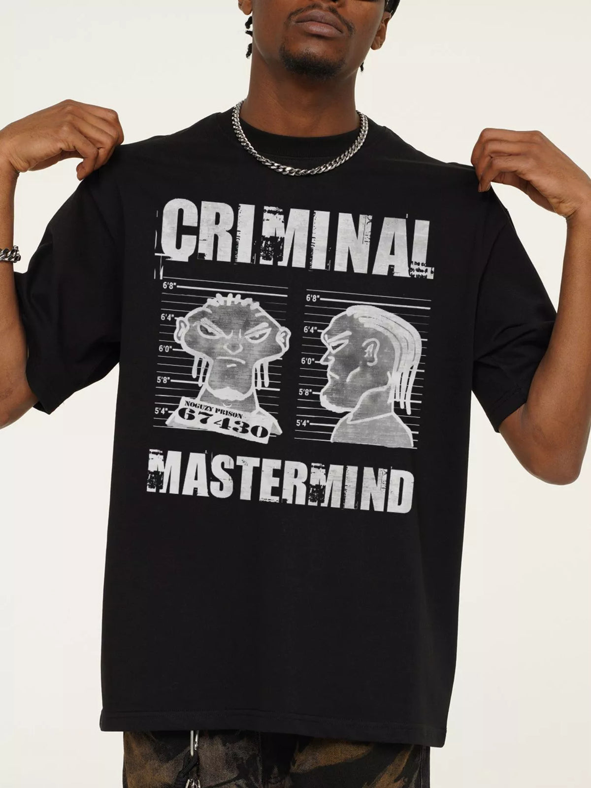 Men's Criminal Mastermind Graphic Oversized T-Shirt