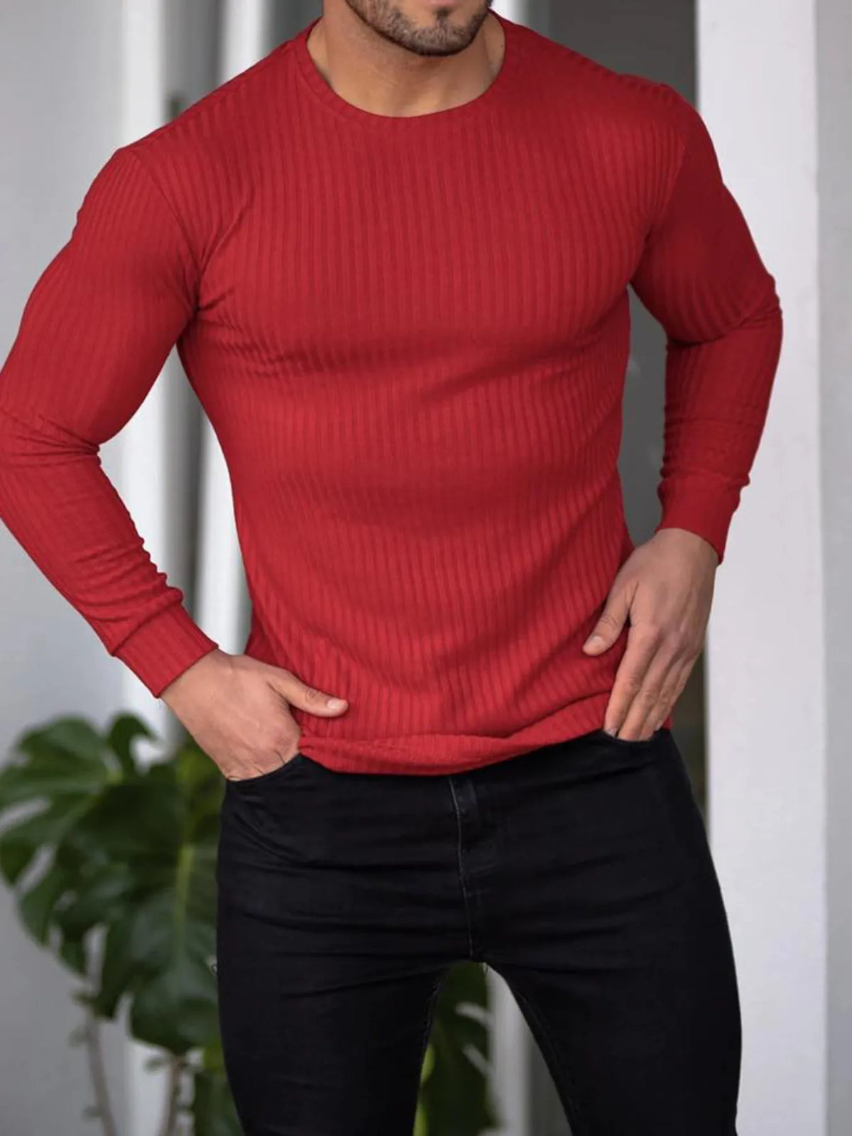 Men's Plus Size Long Sleeve Fitted T-Shirt