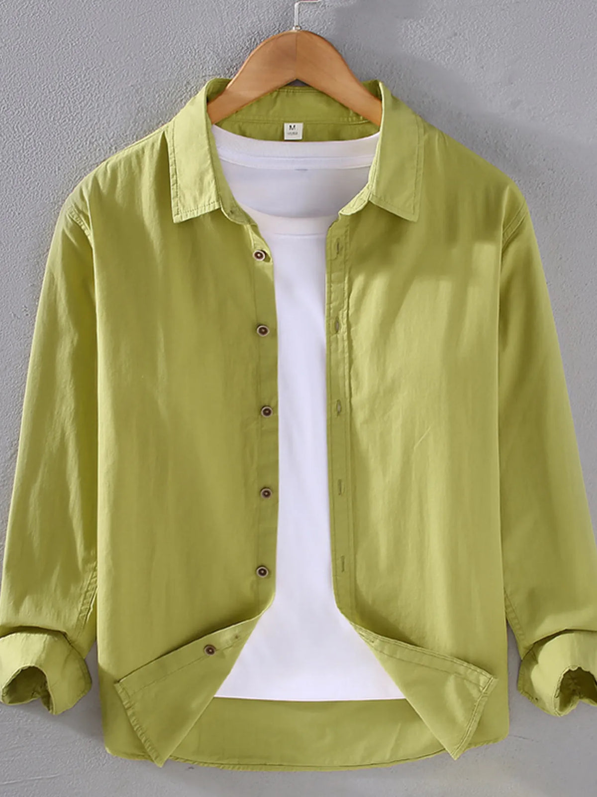 Men's Plus Size Button-Up Shirt with Rolled Sleeves