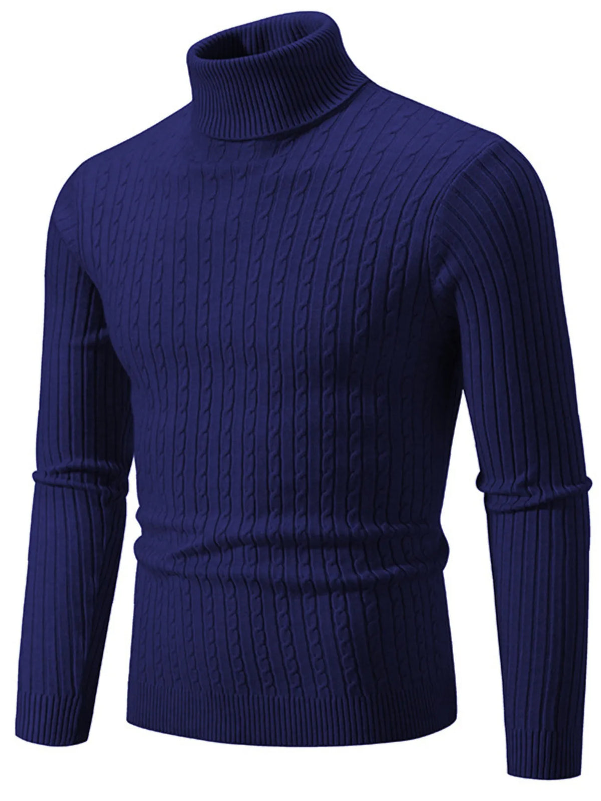Men's Plus Size Ribbed Turtleneck Long Sleeve Sweater