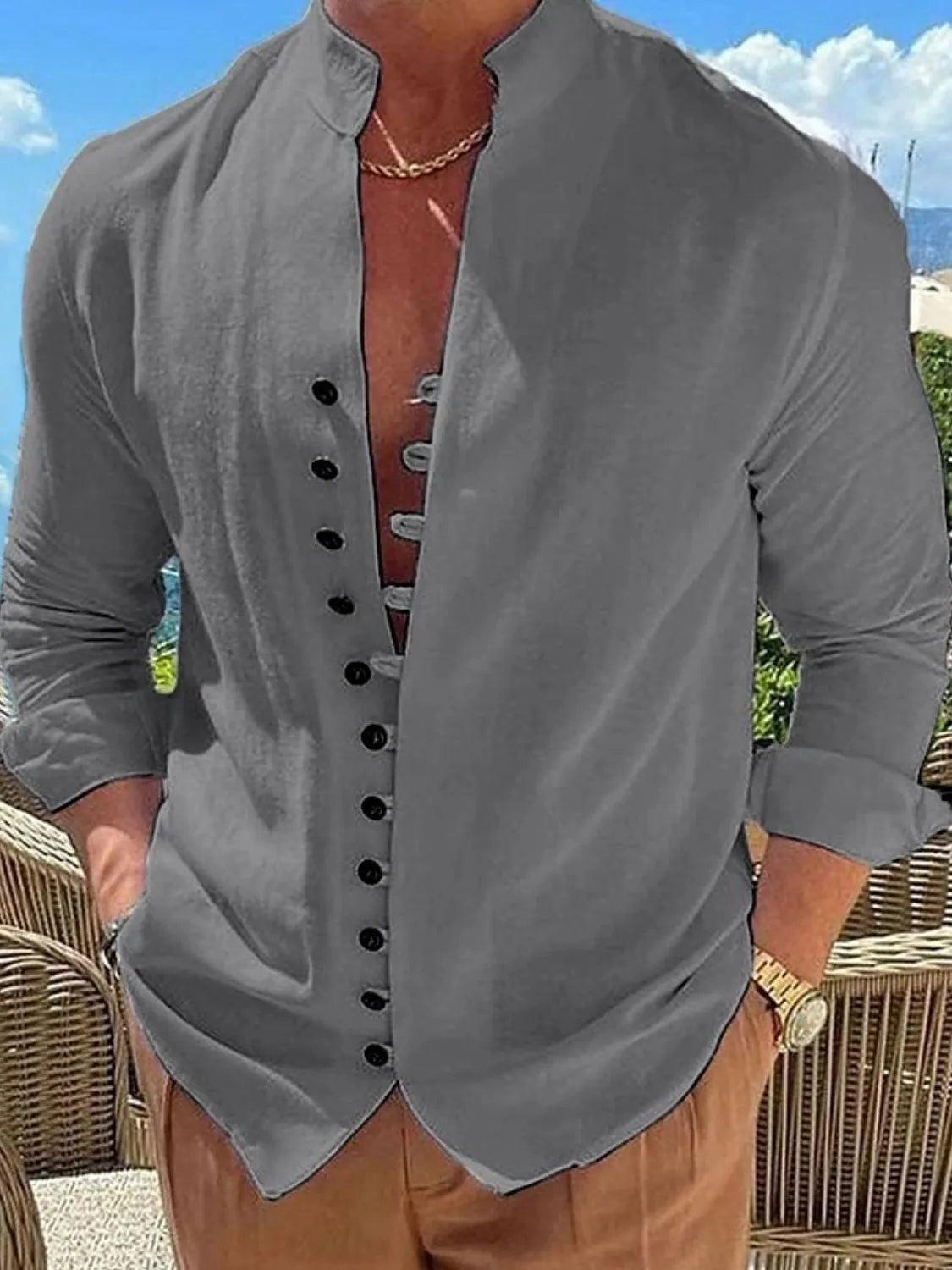 Men's Full Size Button Up Long Sleeve Shirt Plus Size