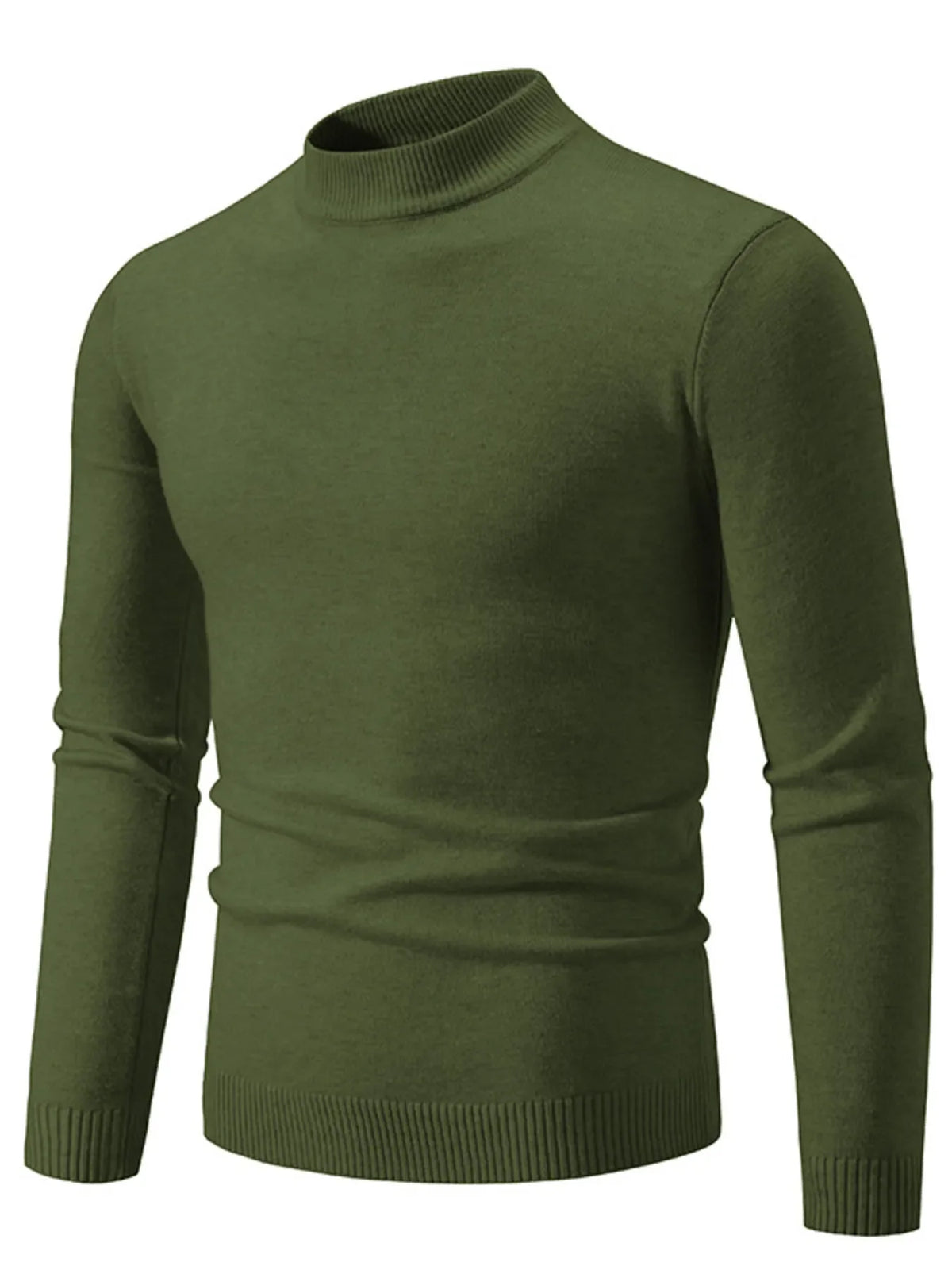 Men's Plus Size Ribbed Hem Mock Neck Long Sleeve Sweater