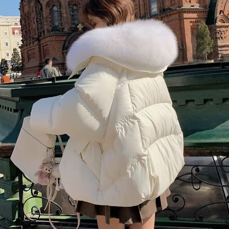 Reaper unit worldwide Down Cotton-padded Jacket Women's Short Fur Collar Thickened Coat Winter Clothing