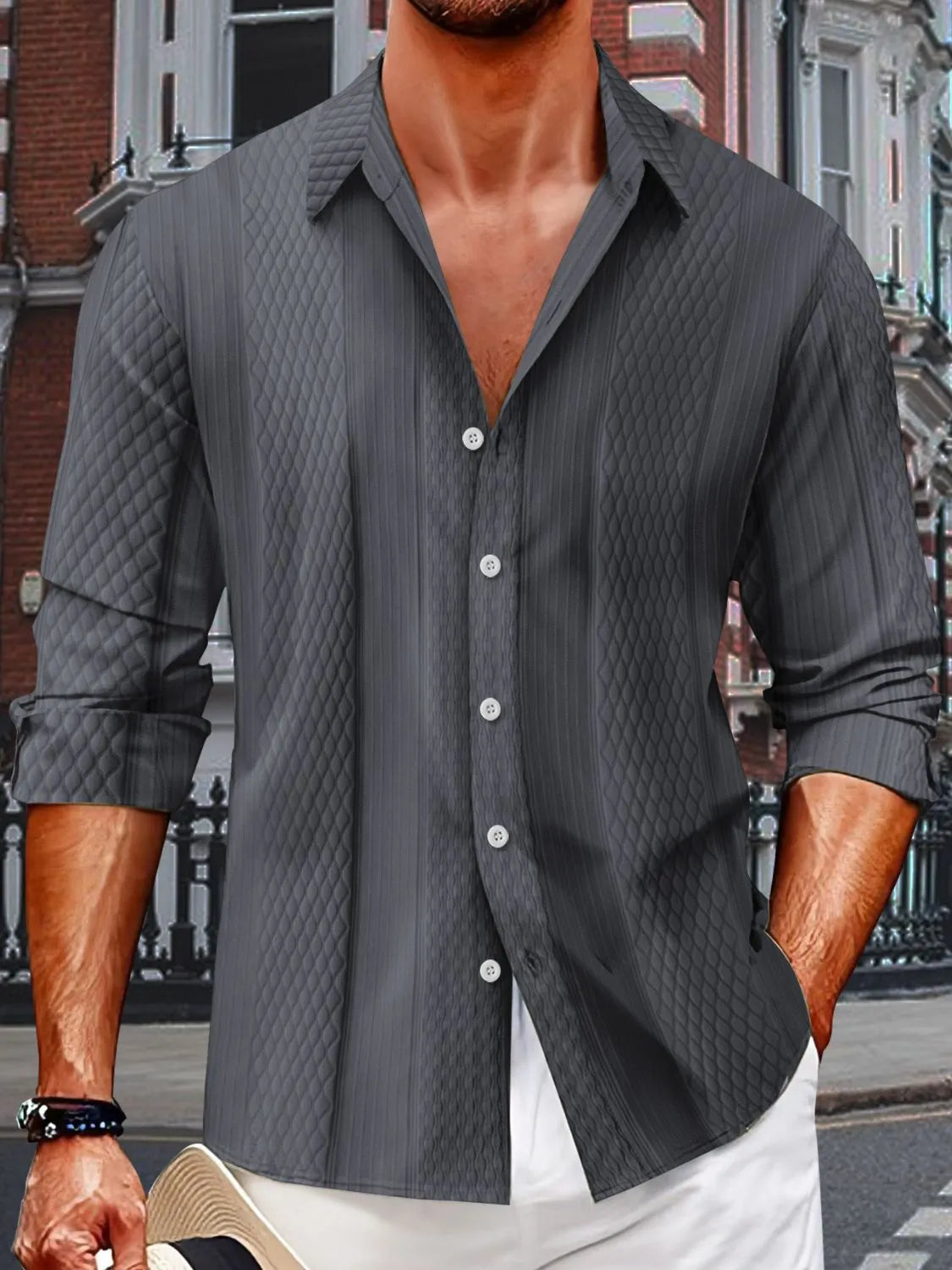 Men's Full Size Button Up Long Sleeve Shirt Plus Size