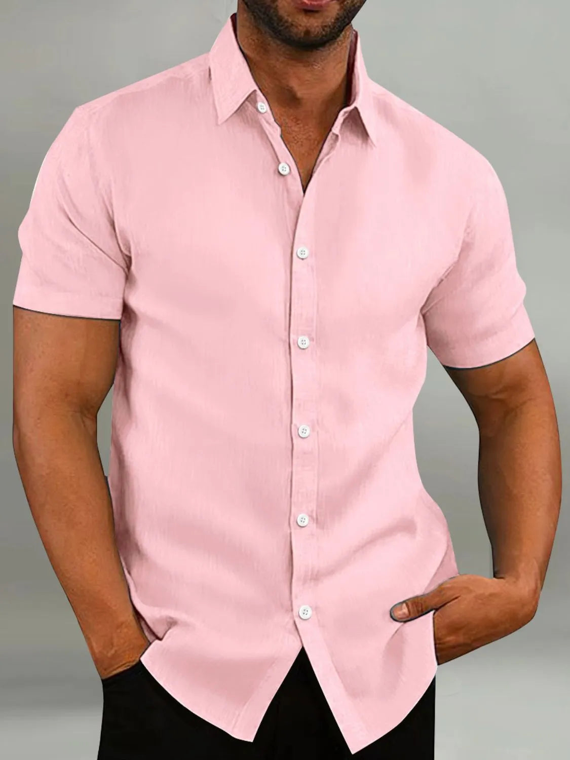 Men's Full Size Button Up Short Sleeve Shirt Plus Size