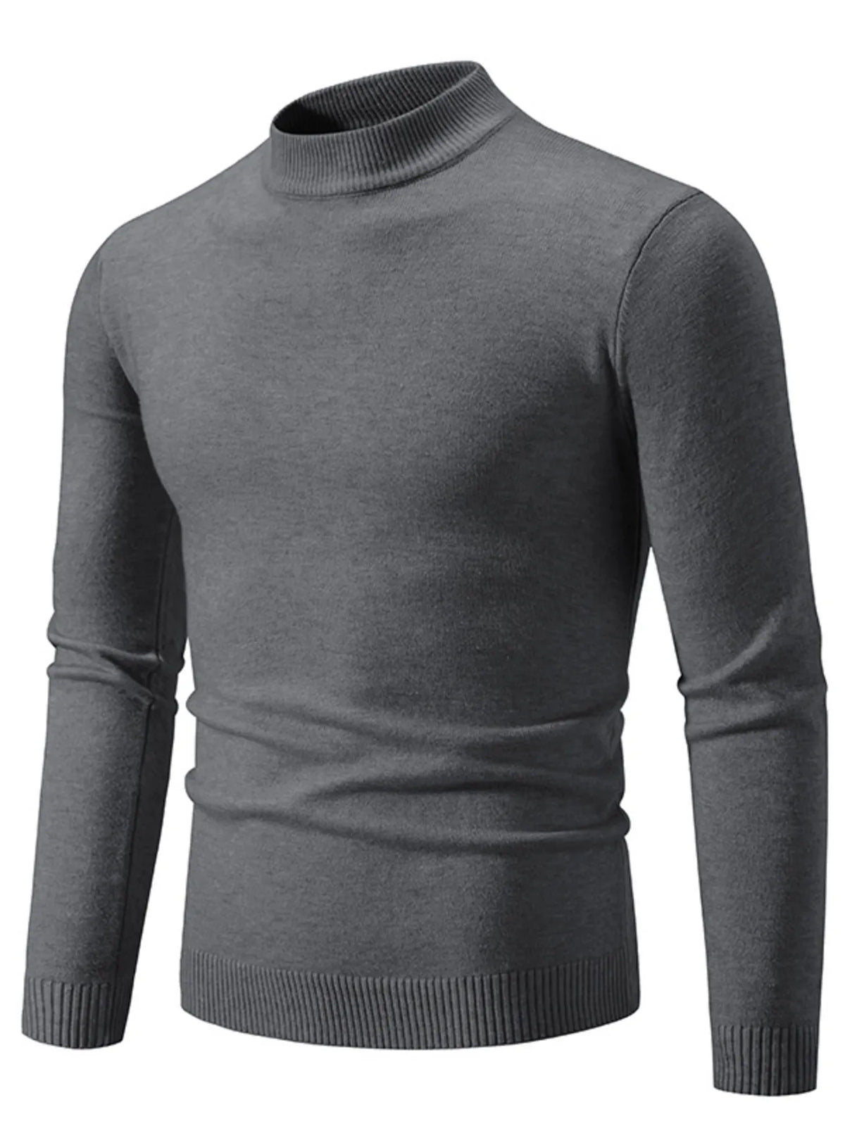 Men's Plus Size Ribbed Hem Mock Neck Long Sleeve Sweater