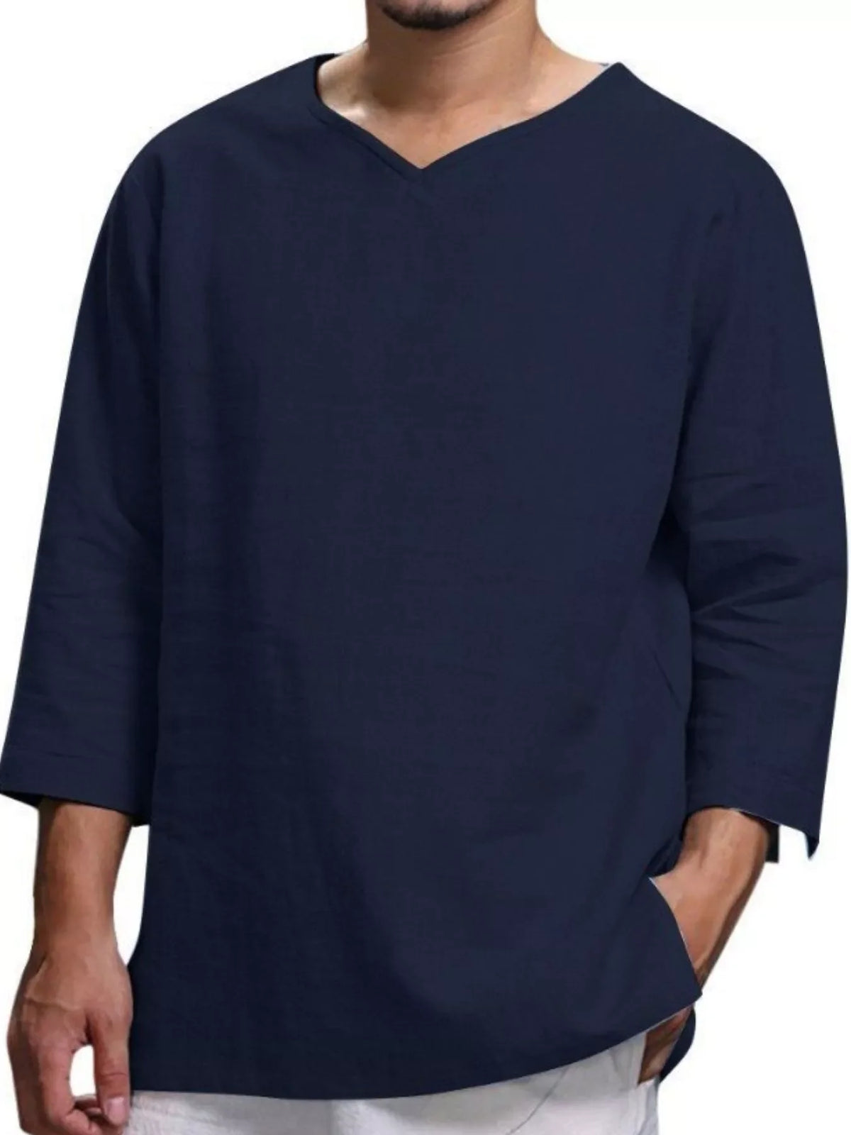 Men's Plus Size Casual Comfortable Fit 3/4 Sleeve Blouse