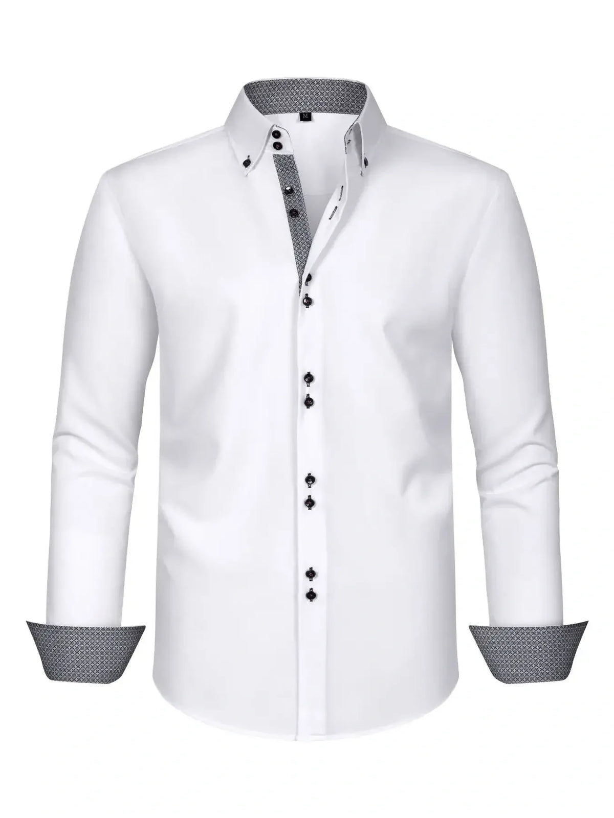 Men's Full Size Button-Down Casual Shirt with Contrast Cuffs Plus Size