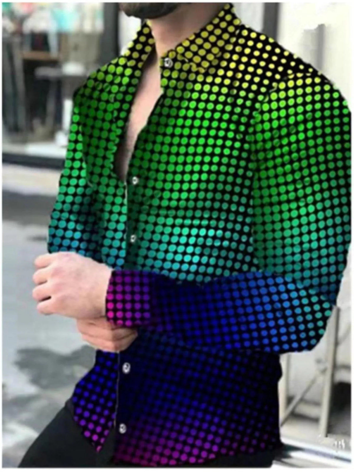 Men's Full Size Printed Button-Down Shirt Plus Size