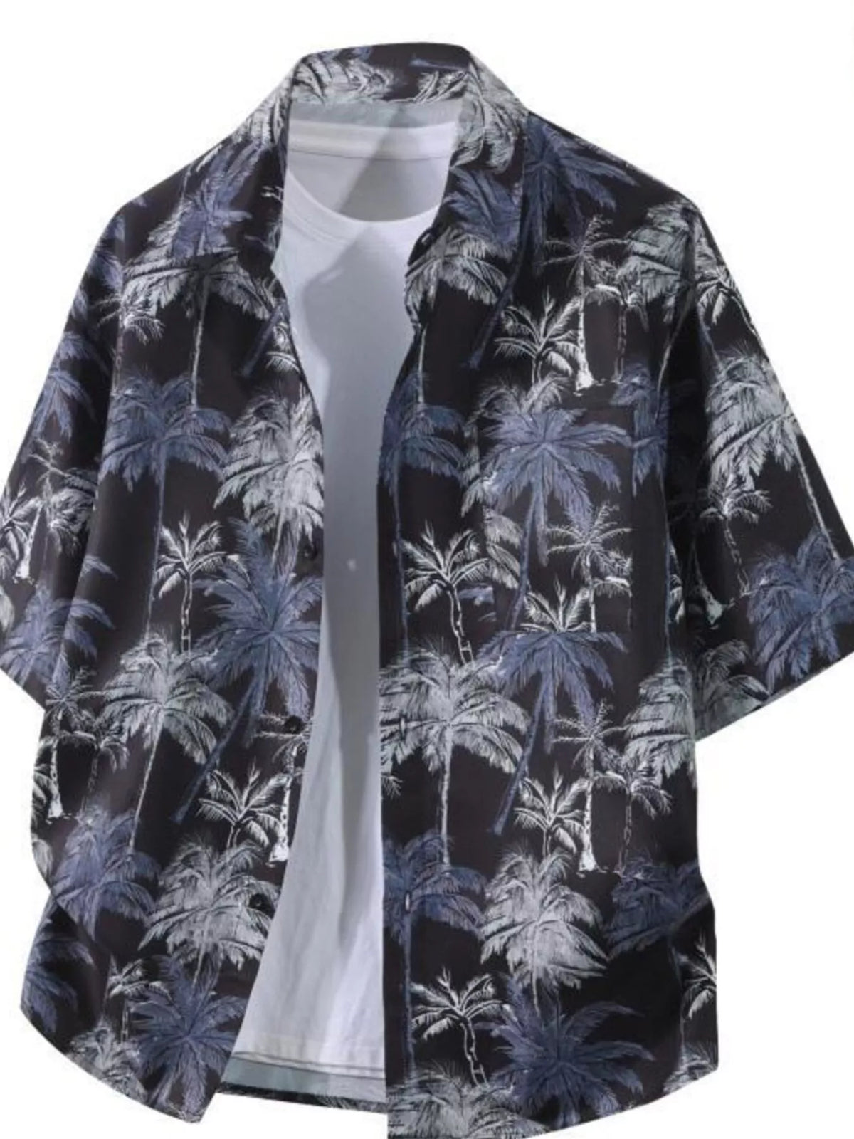 Men's Plus Size Tropical Print Short Sleeve Casual Shirt