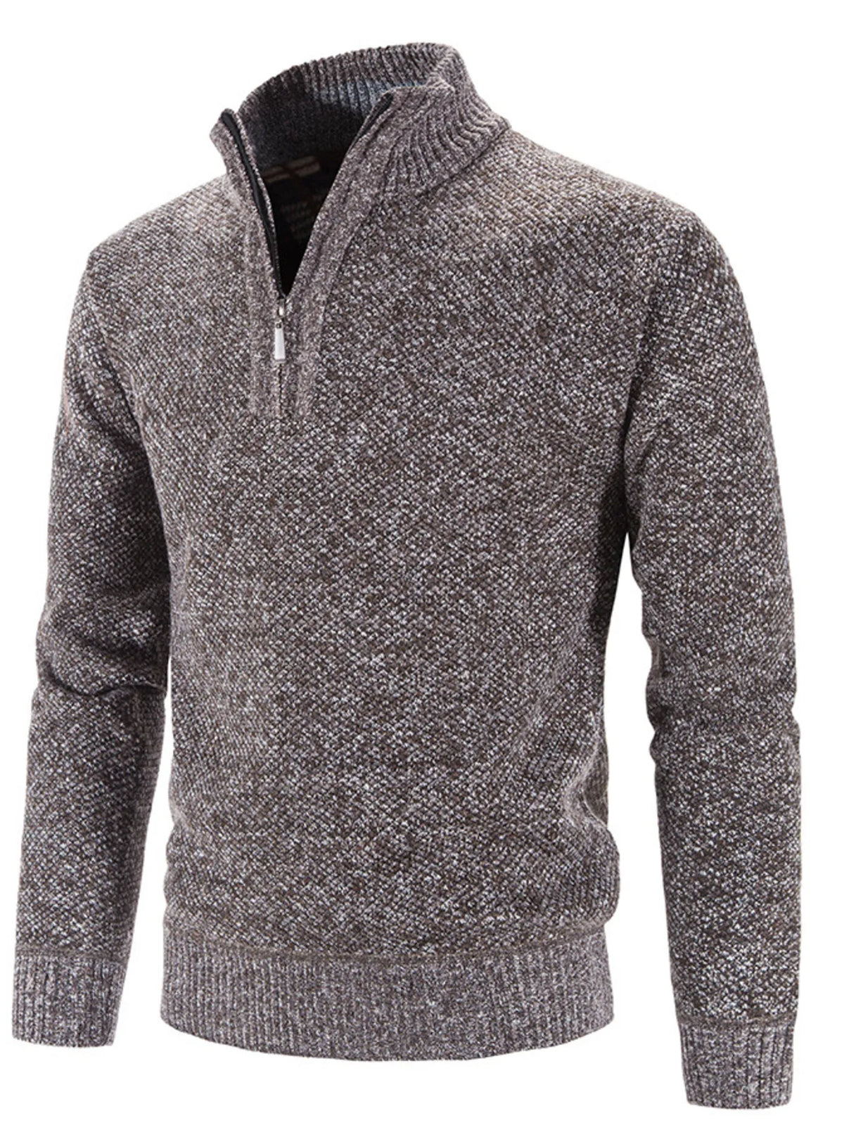 Men's Plus Size Quarter Zip Long Sleeve Sweater