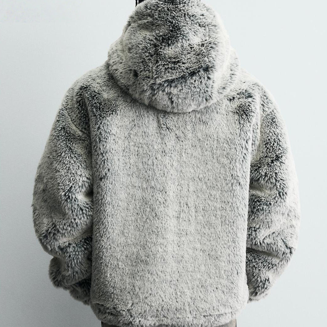 Reaper unit worldwide Hooded Faux Fur Jacket Coat