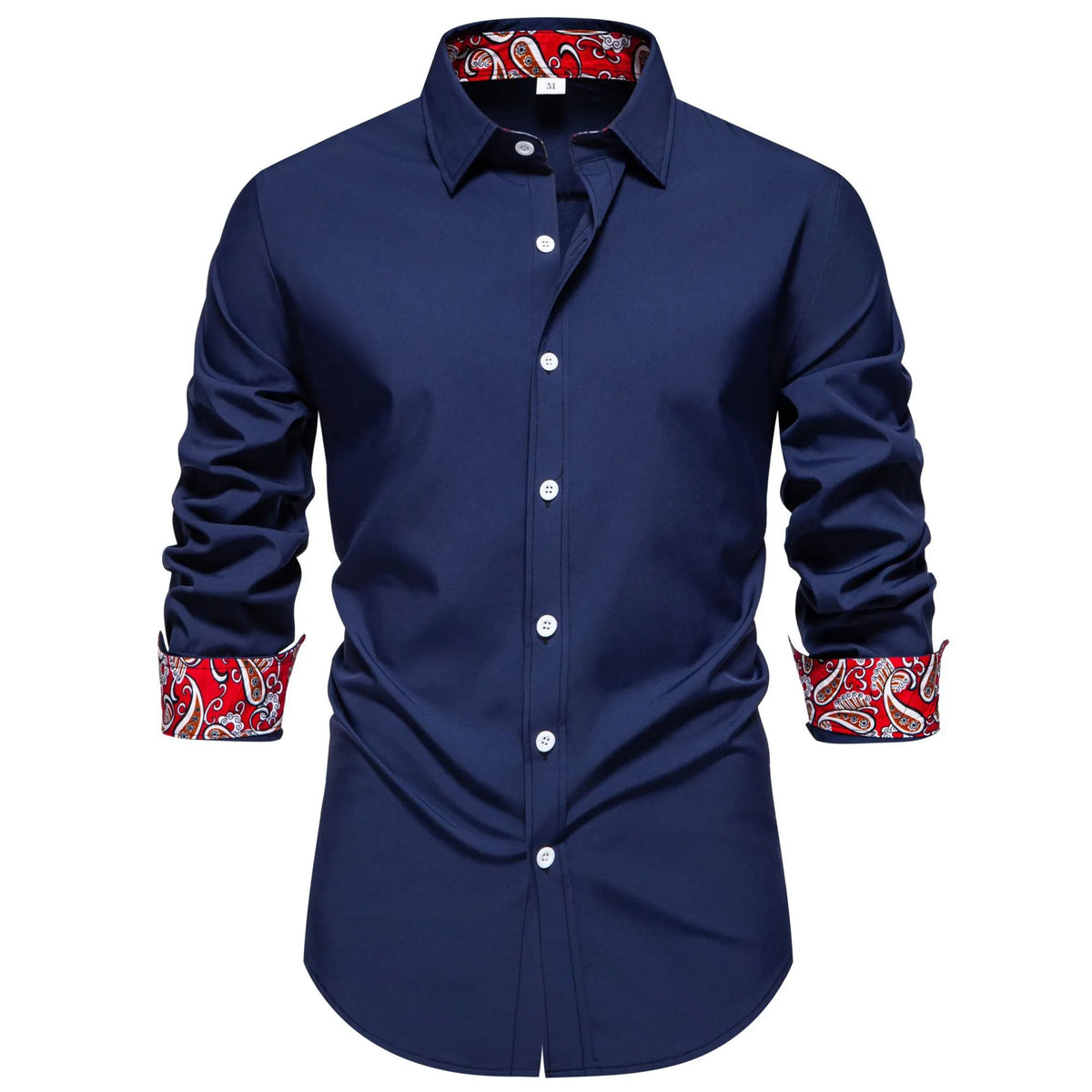 Men's Casual Button-Down Shirt with Cuff Detail