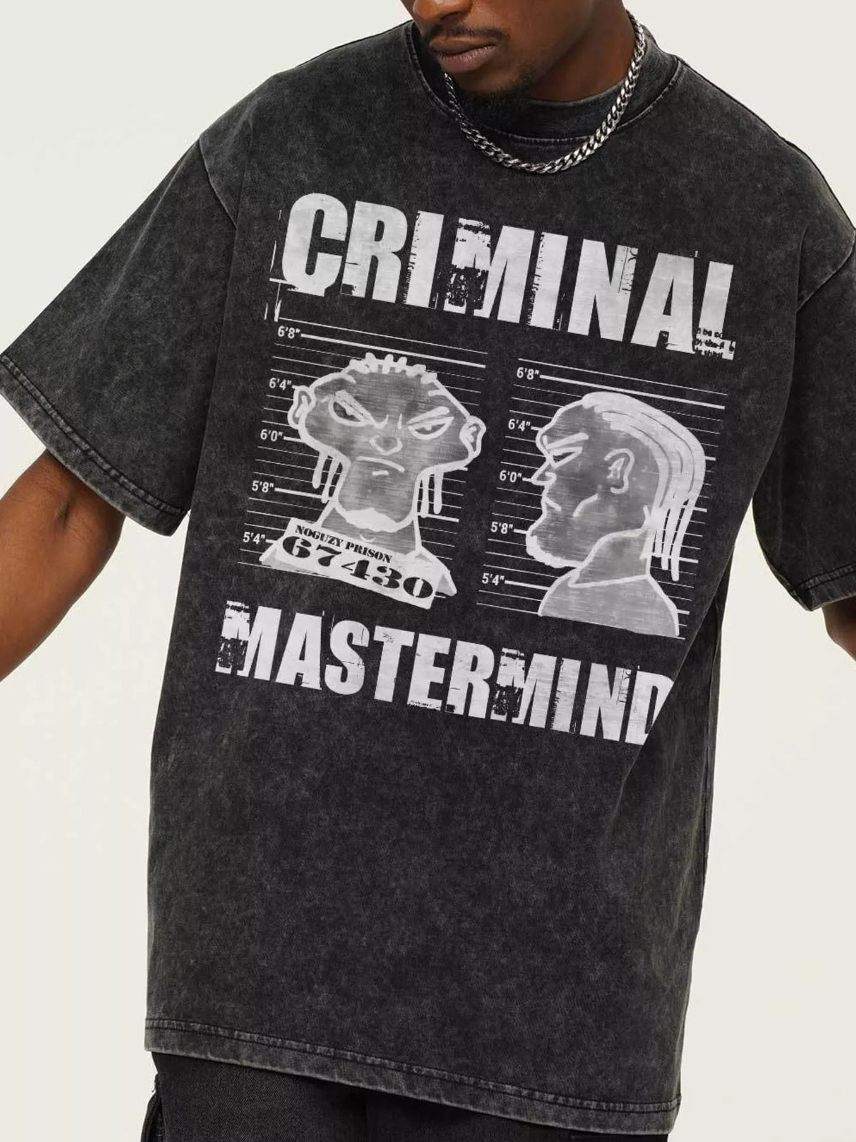 Men's Criminal Mastermind Graphic Oversized T-Shirt