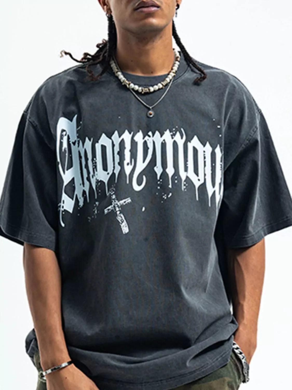 Men's Letter Round Neck Half Sleeve T-Shirt
