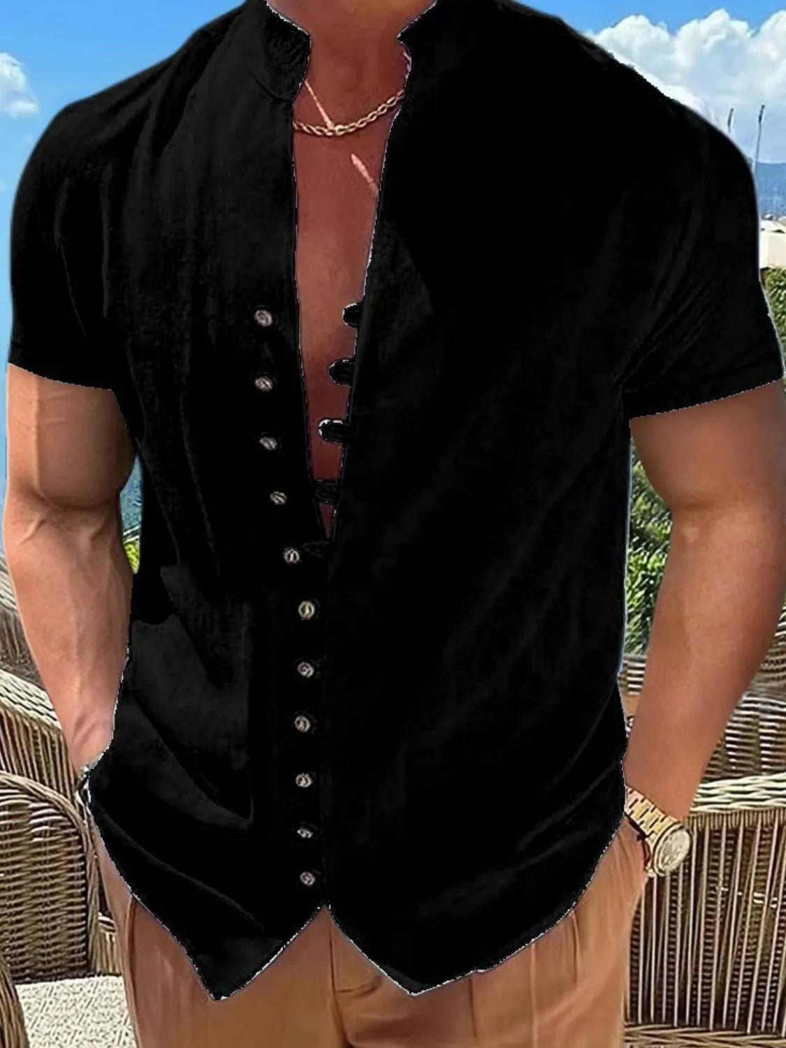 Men's Full Size Button Up Short Sleeve Shirt Plus Size