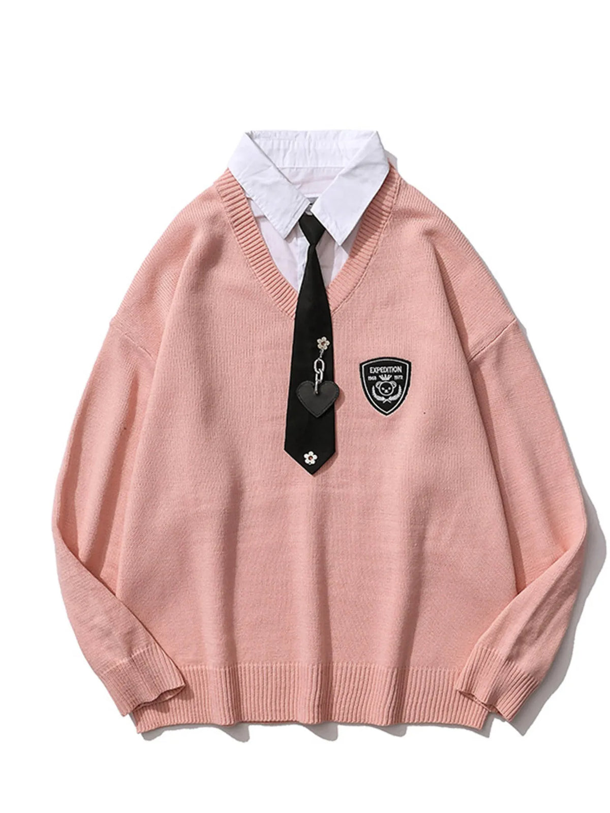 Men's Fake Two Piece Long Sleeve Sweater