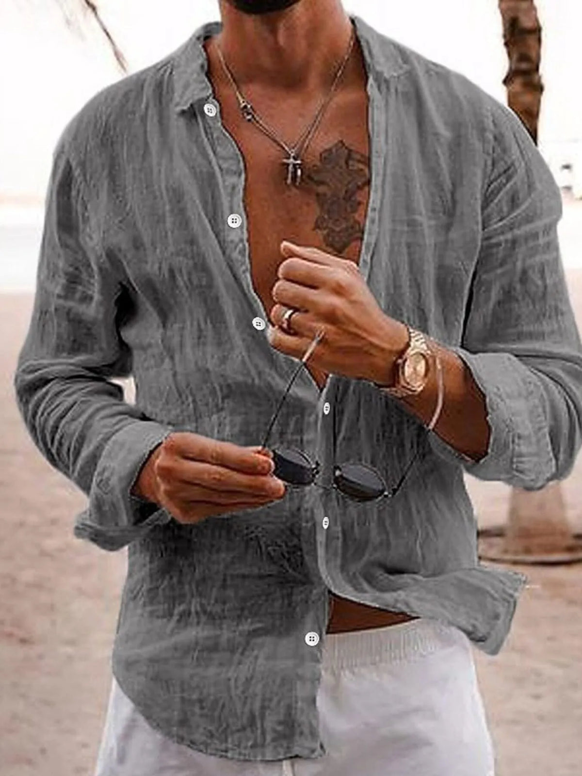 Men's Full Size Button Up Long Sleeve Shirt Plus Size