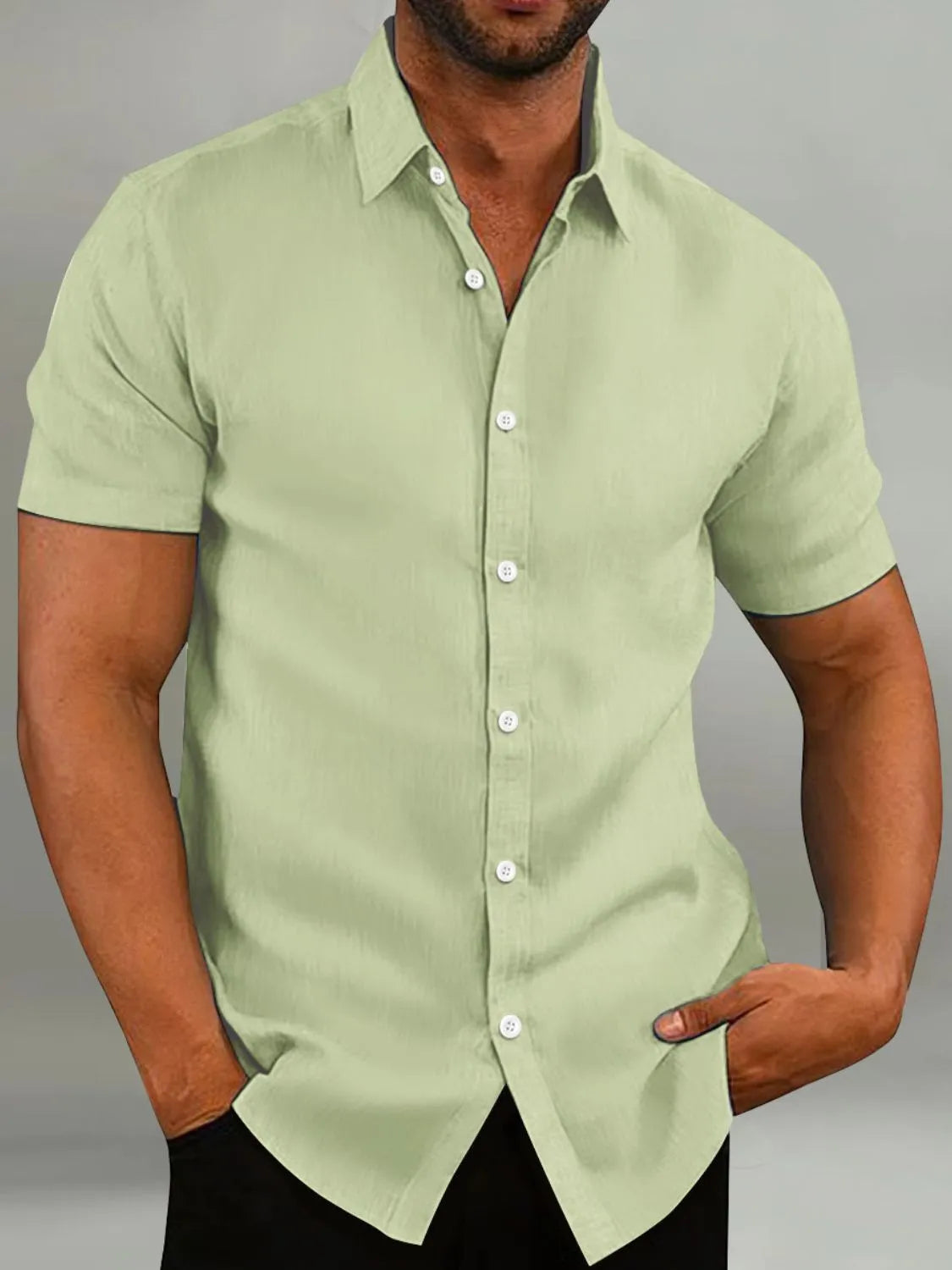 Men's Full Size Button Up Short Sleeve Shirt Plus Size