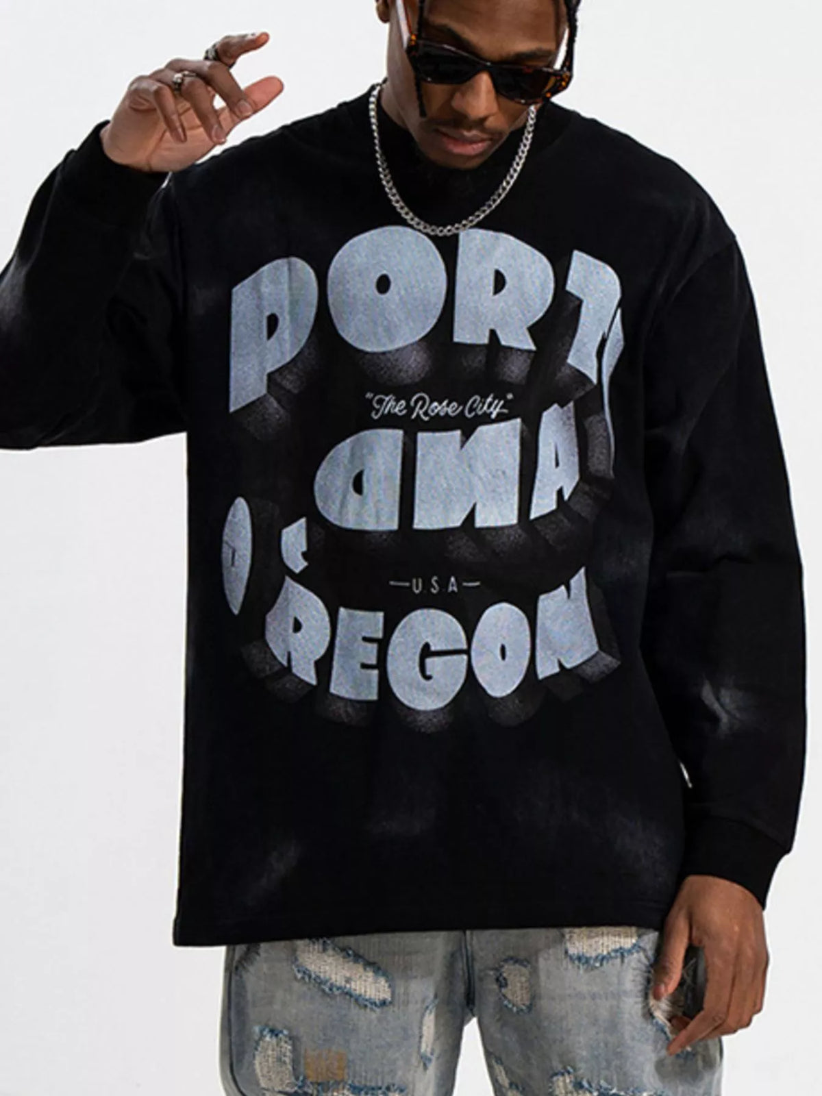 Men's Graphic Round Neck Long Sleeve T-Shirt