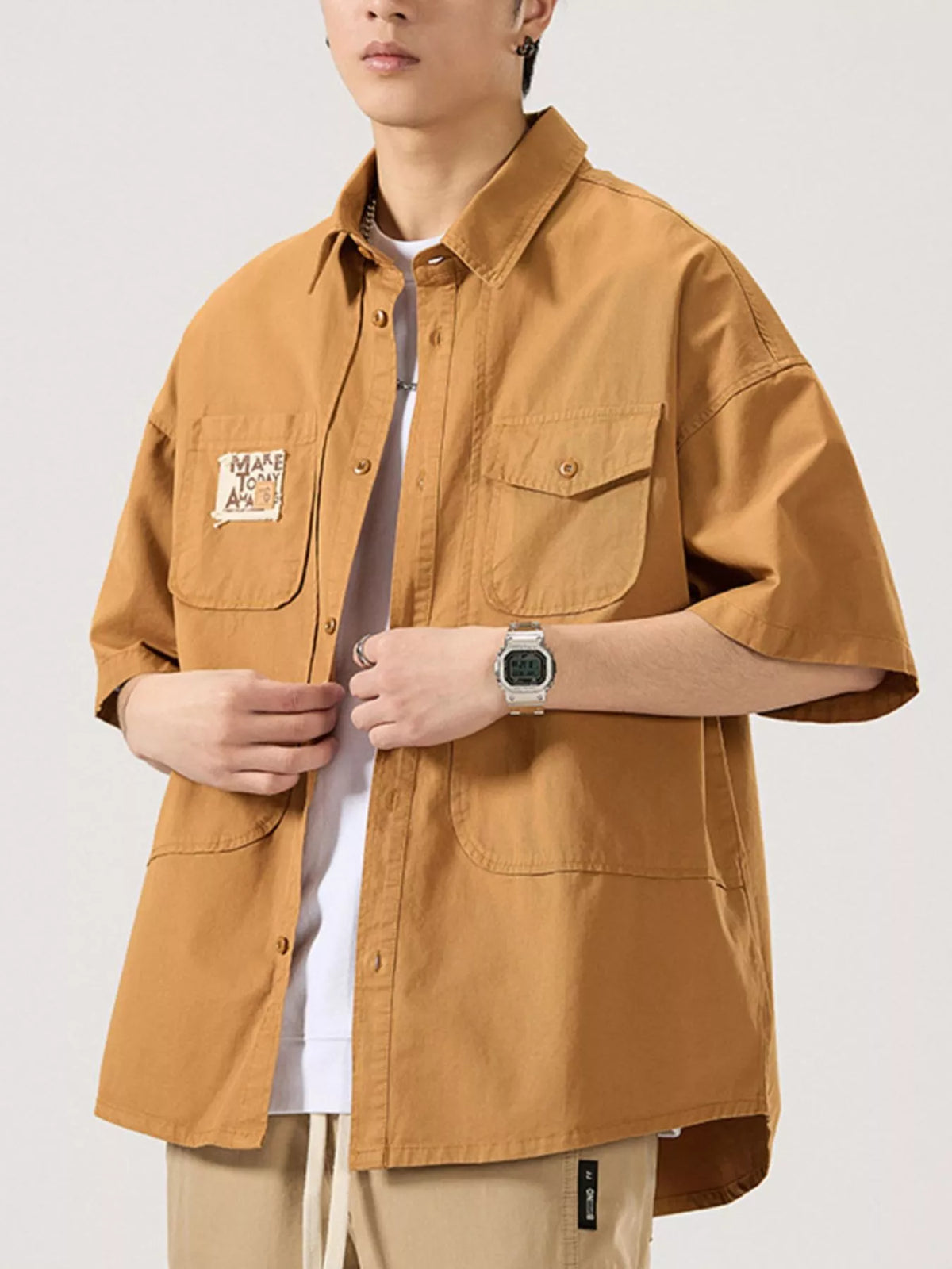 Men's Full Size Button Up Short Sleeve Shirt Plus Size