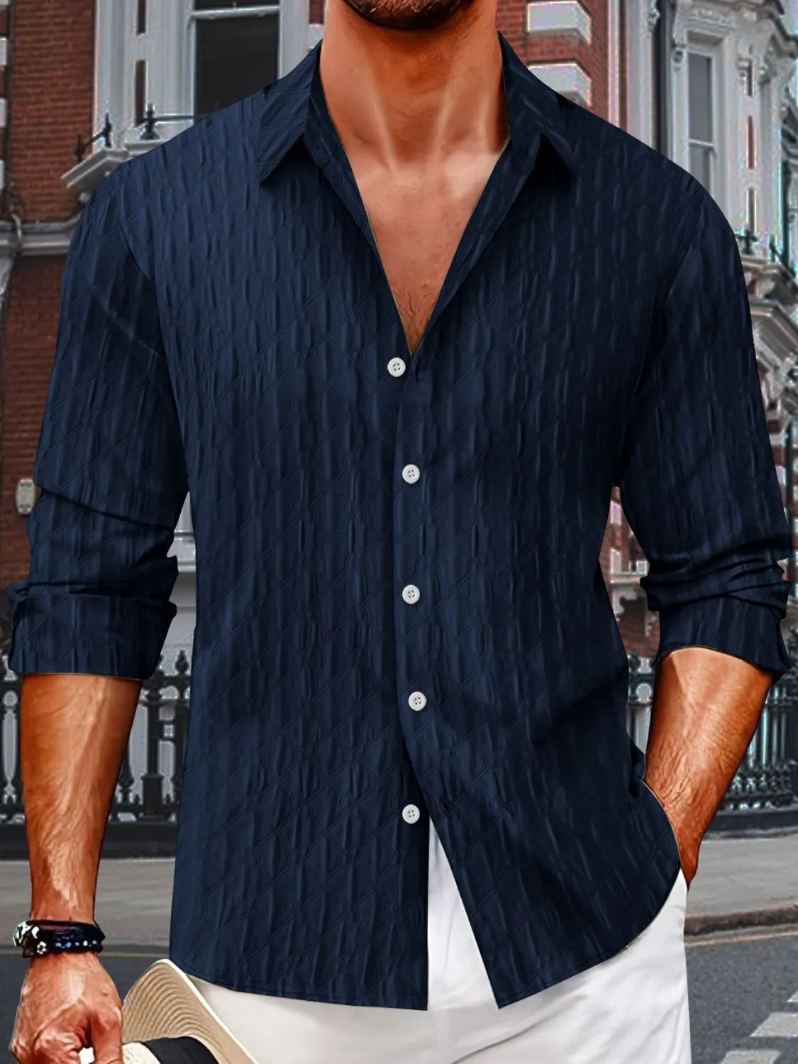 Men's Full Size Button Up Long Sleeve Shirt Plus Size