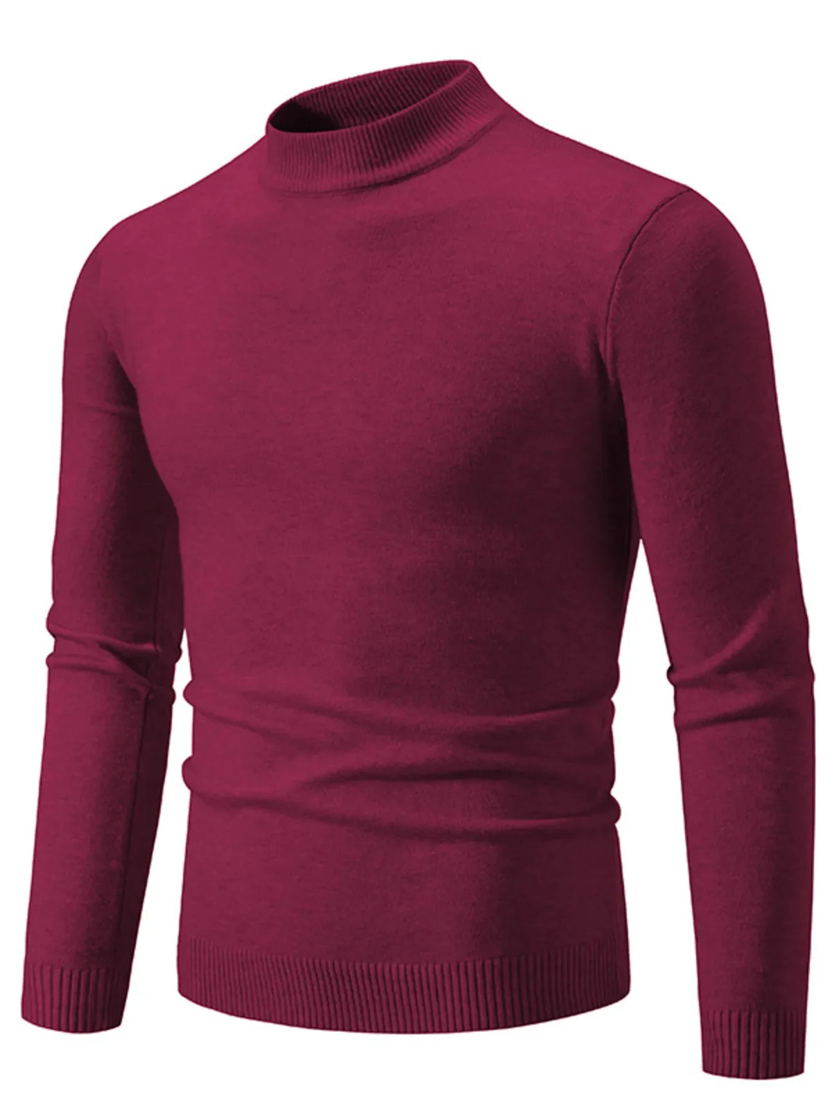 Men's Plus Size Ribbed Hem Mock Neck Long Sleeve Sweater