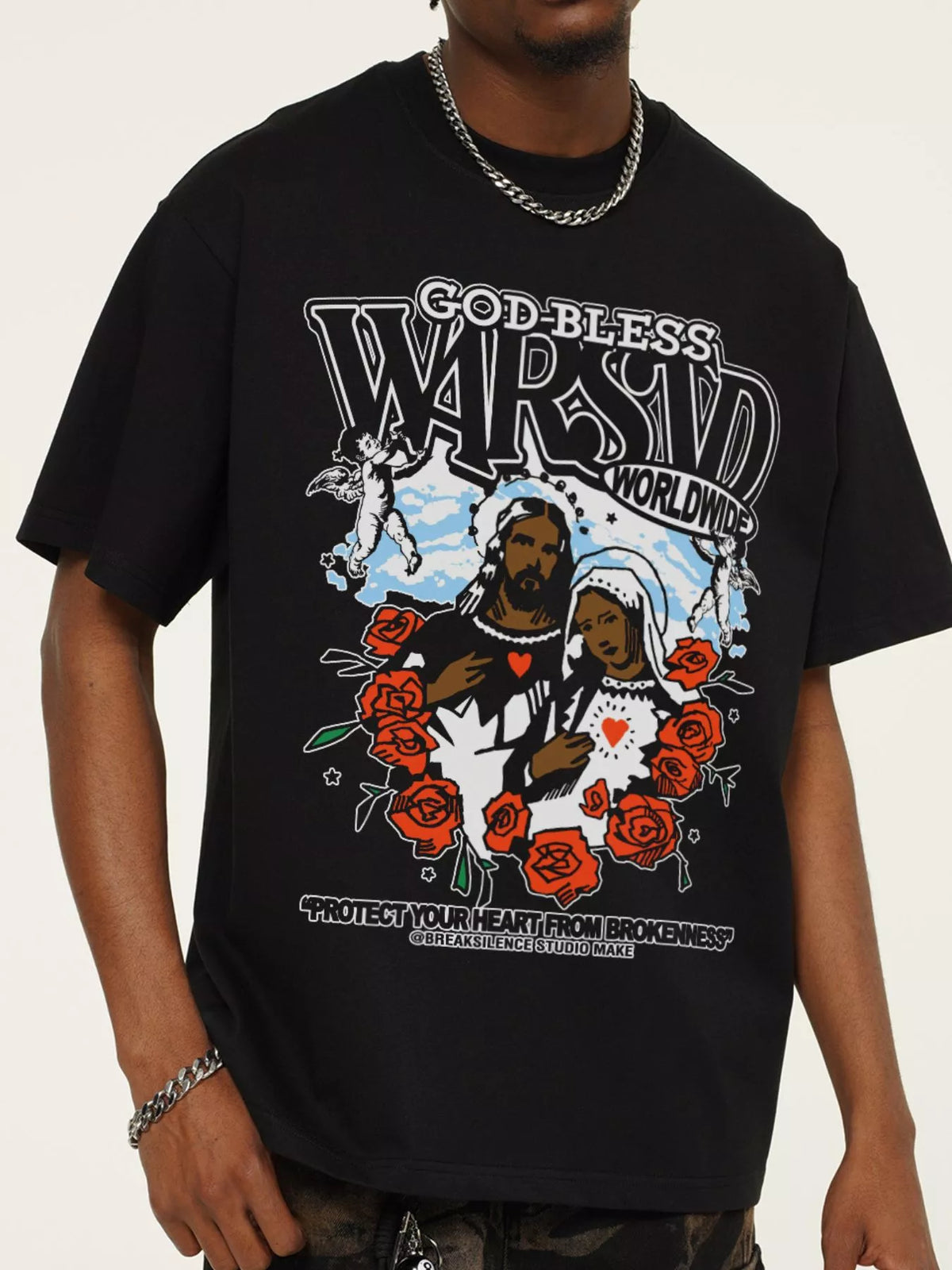 Men's God-Bless Graphic Print Vintage Wash T-Shirt