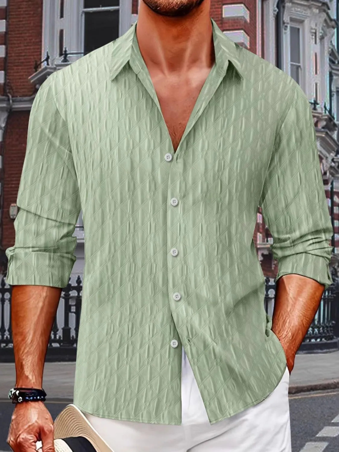 Men's Full Size Button Up Long Sleeve Shirt Plus Size