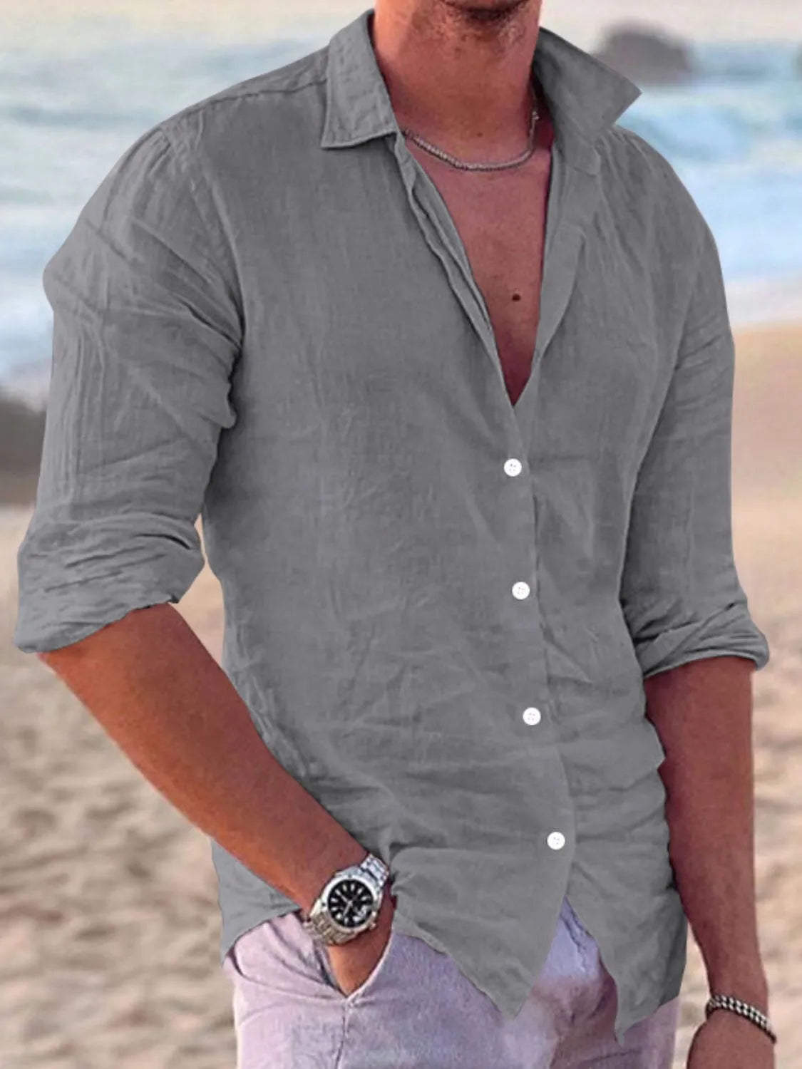 Men's Full Size Button Up Long Sleeve Shirt Plus Size